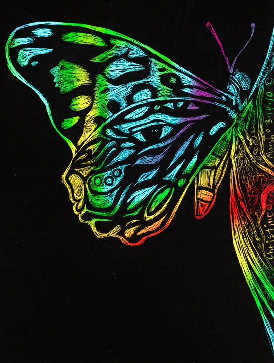 scratch art butterfly