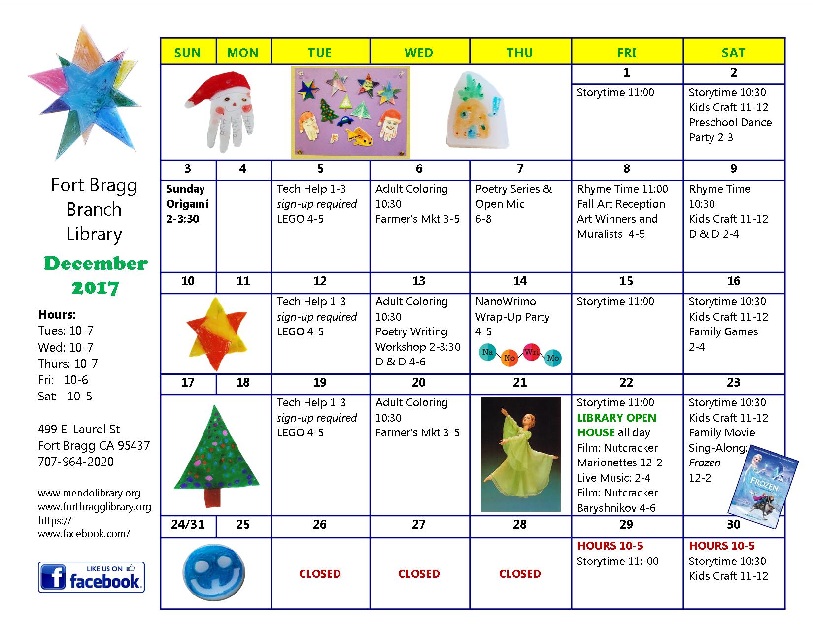 December Calendar of Events Fort Bragg Library