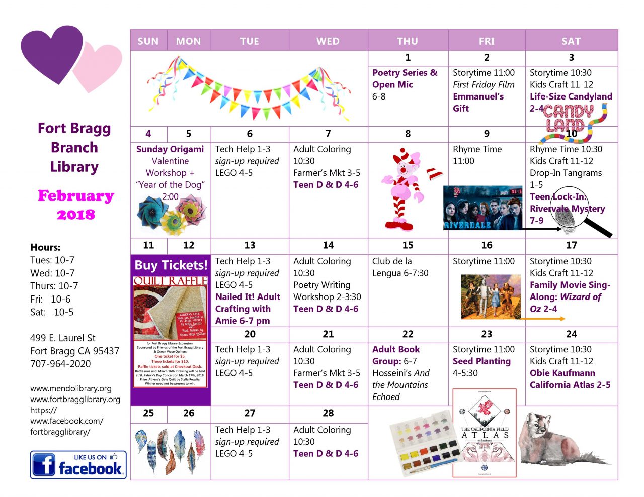 February 2018 Calendar of Events Fort Bragg Library