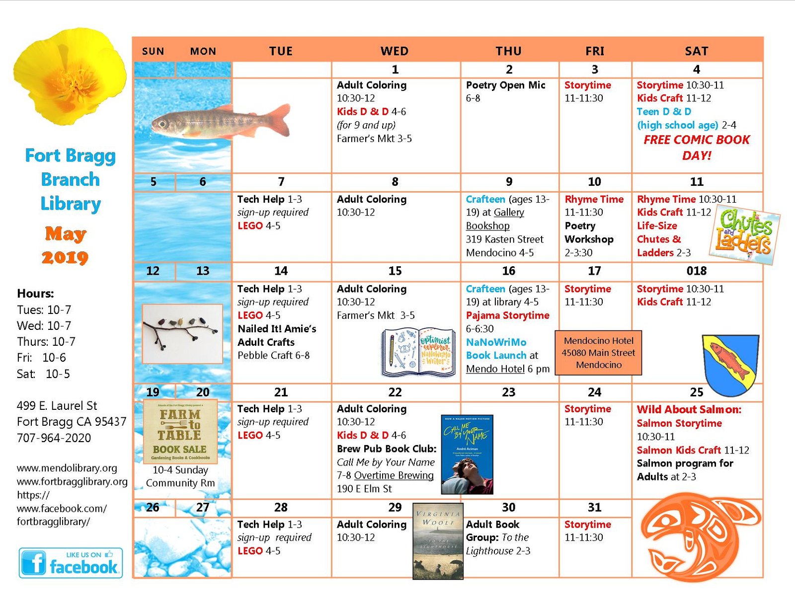 2019 May Calendar of Events Fort Bragg Library