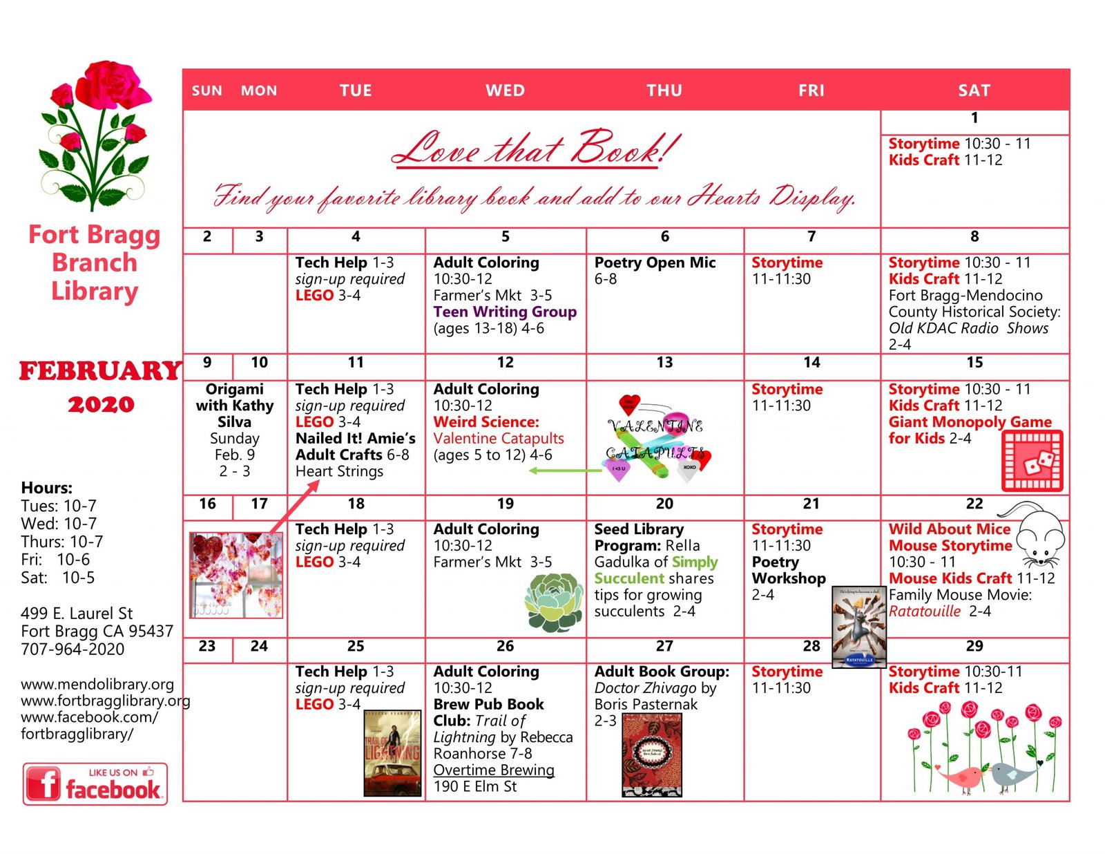 February 2020 Calendar Of Events Fort Bragg Library February 2020 Calendar Of Events Fort Bragg Library